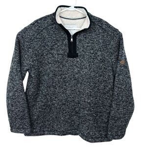 ORVIS Brighton 1/4 Zip Sweater Sherpa Lined Athletic Fit Mens Sz Large Dark Gray